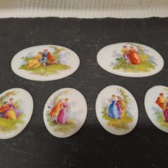 Antique Porcelain Portrait Plaques Cabochons