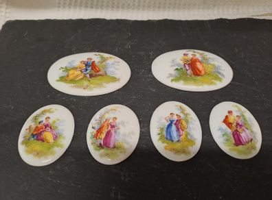 Antique Porcelain Portrait Plaques Cabochons