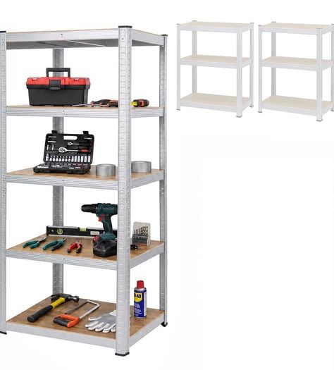Heavy-Duty Shelving Unit, 5 Tiers, HWD: 200 x 90 x 60 cm, Silver up to 875 kg, basement & garage, storage rack, steel
