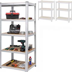Heavy-Duty Shelving Unit, 5 Tiers, HWD: 200 x 90 x 60 cm, Silver up to 875 kg, basement & garage, storage rack, steel