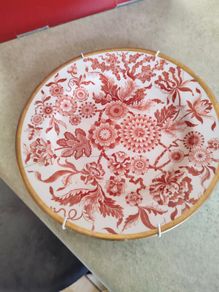 Lovely Very Old Bone China Hanging Plate Have Been Stapled..