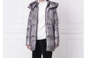 DKNY Sport Metallic Silver Longline Down Puffer Jacket Coat