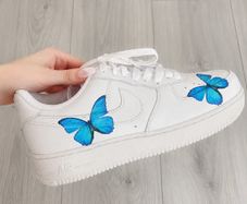 Nike Air Force 1 Custom Blue Butterfly Trainers | EU 38 UK 4.5