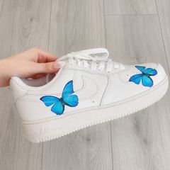 Nike Air Force 1 Custom Blue Butterfly Trainers | EU 38 UK 4.5