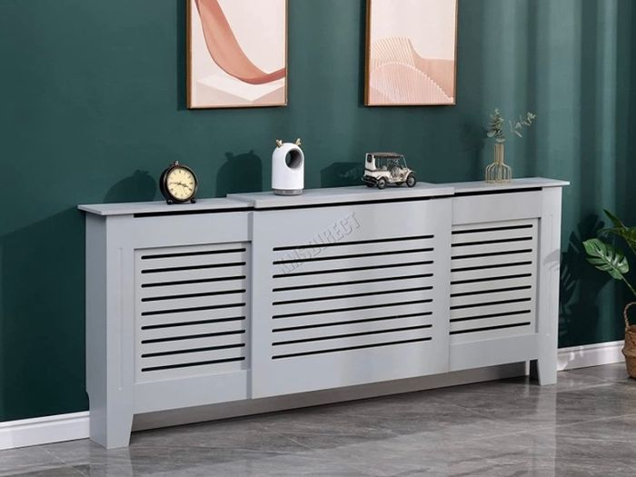 Grey Painted Radiator Cover Wall Cabinet Wood MDF Traditional Modern Adjustable (FREE POSTAGE)