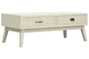 Coffee Table with 2 Drawers Carving Grey 110x50x40 cm Wood