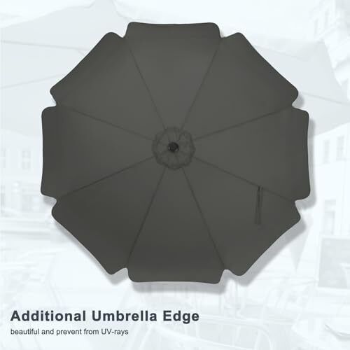Valance Patio Umbrella for Outdoor Table Market -8 Ribs (2.7M, Dark Gray)