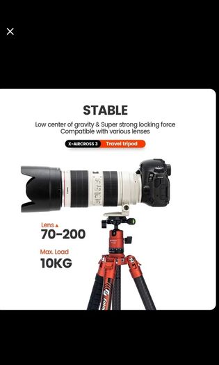 Fotopro Lightweight Travel Tripod Portable Carbon Fiber Tripod for Camera X-Aircross 3 Series