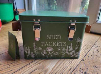Seeds packets metal box, retro style storage box NEW