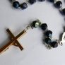 Vintage Rosary Black  Faceted Glass Beads Image 3
