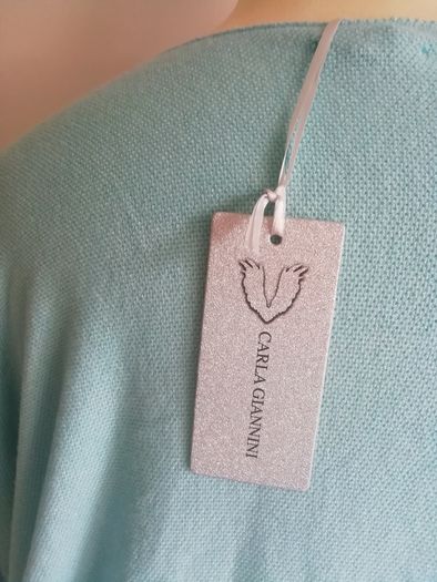 Carla Giannini Women's Angora Mix Top With Heart & Stars New With Tag Turquoise