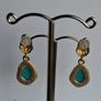 Ornate Floral Glited Turquoise Drop Earrings Image 3