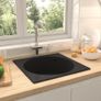Kitchen Sink with Overflow Hole Black Granite Image 8