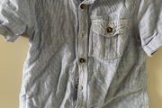 Next Narrow Pinstripe white &amp; blue short sleeve shirt-18 months