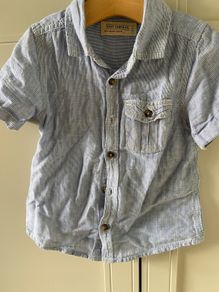 Next Narrow Pinstripe white & blue short sleeve shirt-18 months