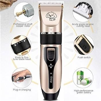 FREE EXPRESS SHIPPING Dog Clippers, Rechargeable Low Noise Cordless Pet Clippers, with 4 Guide Combs and Cleaning Brush Nail Kits