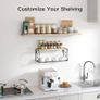 FREE SHIPPING Floating Shelves with Wire Strorage Basket, Paulownia Wood Bathroom Shelves for Home Organization & Wall Decor, Bathroom/Kitchen/Living Room/Office Shelves, Set of 3+1, Natural Image 5