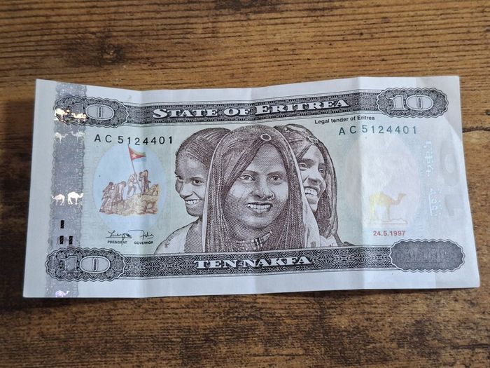 Eritrea, 10 Nafka banknote, 24.5.1997 - free standard postage