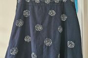 Vintage 1990s Y2K Sasha black cotton linen mini skirt with silver sequin spirals festival summer Size 16