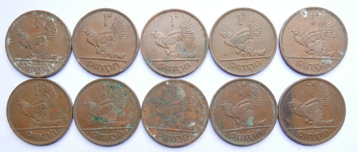 Vintage- Ireland, 1 Pingin Bronze Coins
