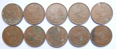 Vintage- Ireland, 1 Pingin Bronze Coins