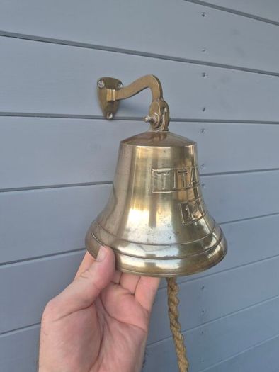 Antique Brass Hanging Wall Titanic Bell 1912  Hanging Nautical Wall Decor