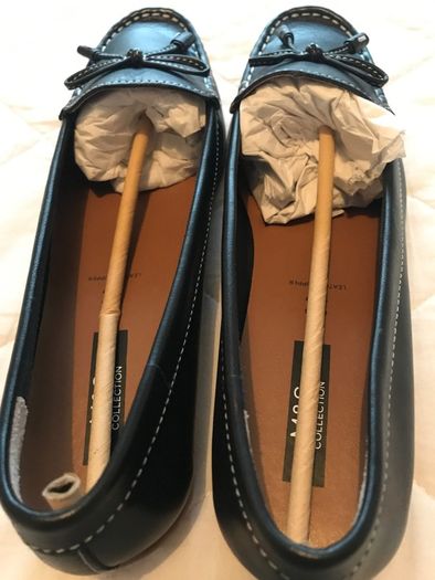 BNWT M&S navy leather flats size 6