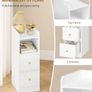 Slim Bedside Tables Set of 2, Narrow Side Table with 2 Drawers, Bedside Cabinet with Open Compartment, Adjustable Drawer Position for Bedroom, Living Room, 30 x 24 x 65 cm White Image 5
