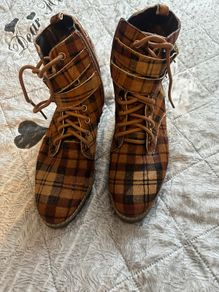 Next brown tartan ankle boots 6.5