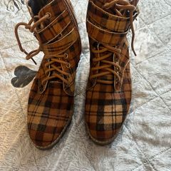 Next brown tartan ankle boots 6.5