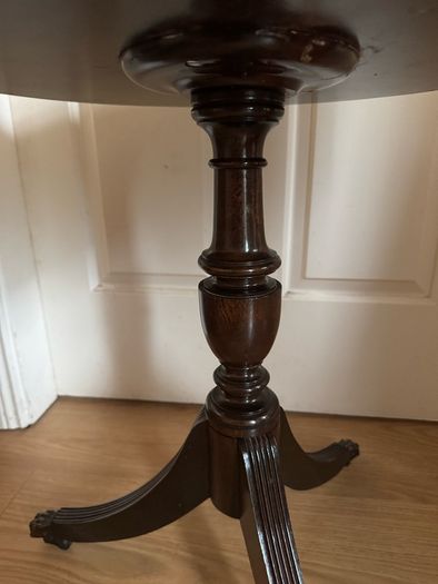Vintage Leather-topped Drum Table