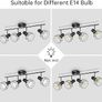 NEW SALE | 4 Way GU10 6W Ceiling Light Fitting, Spot Light Ceiling Spotlight Swiveling Lamp Light Bases Angle Adjustable for Kitchen Bedroom Living Room and Showroom Image 5