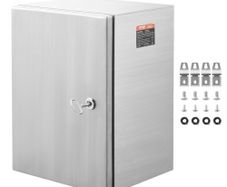 Steel Electrical Box, 50.8 x 40.6 x 20.3 cm, 304 Stainless Steel Electrical Enclosure Box, Wall-Mounted Outdoor Electrical Electronic Equipment Enclosure with Mounting Plate Hinges Lock, IP66 Waterproof