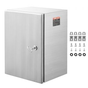 Steel Electrical Box, 50.8 x 40.6 x 20.3 cm, 304 Stainless Steel Electrical Enclosure Box, Wall-Mounted Outdoor Electrical Electronic Equipment Enclosure with Mounting Plate Hinges Lock, IP66 Waterproof