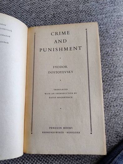 Crime and Punishment 1957 by Fyodor Dostoevsky Penguin Classics in overall good condition see photos FREE STANDARD POSTAGE INCLUDED