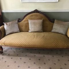 Antique Victorian camelback parlour sofa