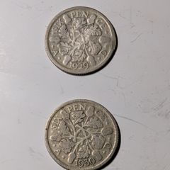 Silver Sixpences x2
