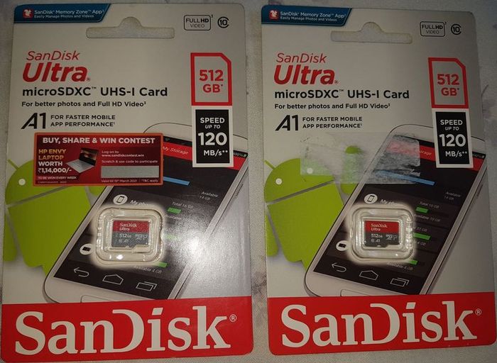 PRICE REDUCED FROM 100 - Two Brand new SCANDISK Ultra Class 10 microSDXC Memory Cards>> 512Gb