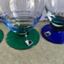 SET OF 5 , 1920 s Art Deco Czech Republic Cobalt Blue Green On Clear Glasses Image 3