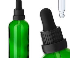 100 ml Green Glass Bottle with Glass Pipette Drop