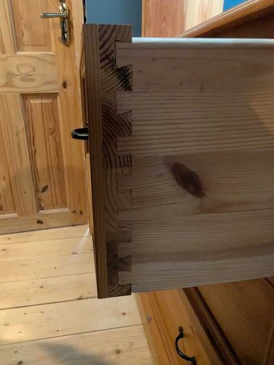 Pine Bed + mattress with FREE lockers and dresser for sale