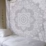 MULTIPLE SIZES AVAILABLE Grey Mandala Tapestry Bedroom Aesthetic Indie Wall Tapestry Hippie Room Decor Boho Tapestrys Trippy Small Tapestry Wall Hanging White Silver Wall Art 30x40 Image 2