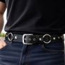 Unisex Black Leather Ring Belt Punk Gothic O-Ring Belt with Silver Buckle for Men & Women Image 2