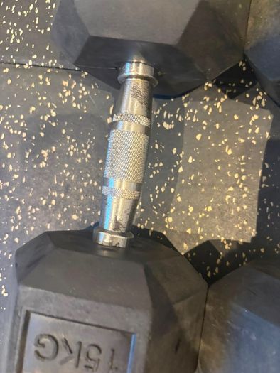 Dumbbells Rubber Hex 15kg Pair