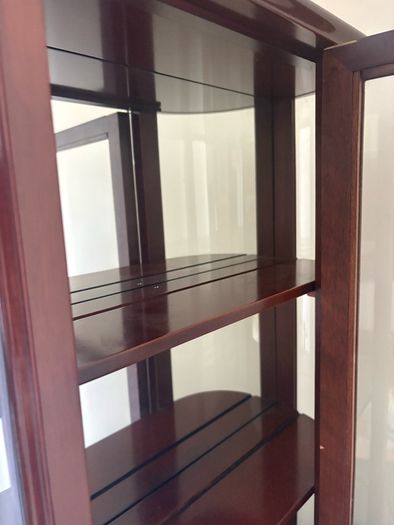 Vintage The Bombay Company Mirrored Curved Glass Wood Curio Cabinet