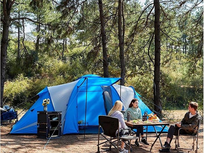 Camping Tunnel Tent 4-6 Man Large Family Tent With 2 Bedroom 6 Person Tent 3000mm Waterproof With Living Area 6 Man Tents for Camping Outdoor Hiking UV Protection