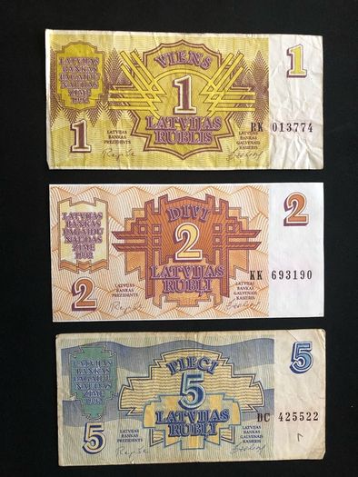 (6) Set of Rublis banknote from Latvia 1992