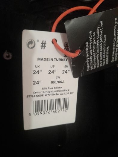 Diesel Denim black jeans, w24 l30