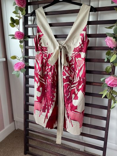dress Bnwt Hoss dress size 40(12) 100% cotton beige & wine summer dress