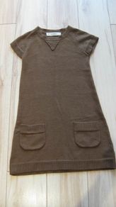 Zara ladies knit tan dress short sleeves size small